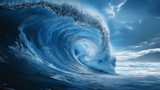 Papier peint vague océanique Imposante vague bleue capturée en plein mouvement