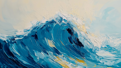 Papier peint vague panoramique Peinture à l'huile