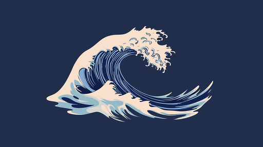 Papier peint vague Vague stylisée sur fond bleu profond