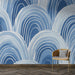 Papier peint vagues bleues avec motifs ondulés pour décoration murale moderne