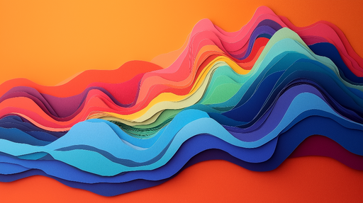 Papier peint vagues colorées Superposition de formes ondulées aux teintes éclatantes
