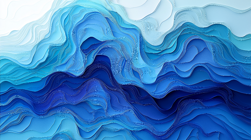 Papier peint vagues Motif abstrait de vagues en dégradé de bleus