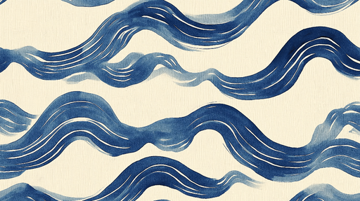 Papier peint vagues Motif aquatique en nuances de bleu