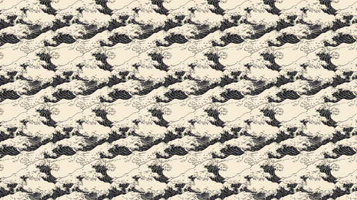 Papier peint vagues Motif de vagues noires sur fond beige