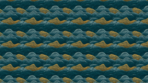 Papier peint vagues Motif de vagues ondulantes en teintes de bleu et or