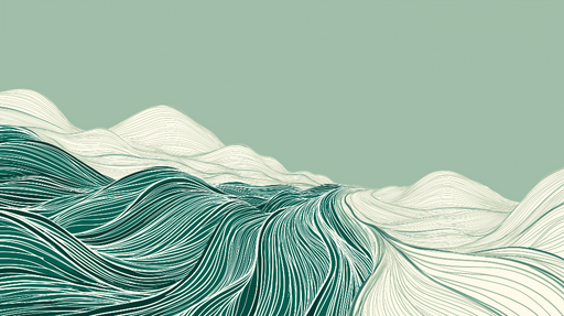 Papier peint vagues Motif ondulé en vert et blanc inspiré de la mer