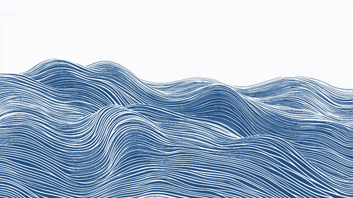 Papier peint vagues Motifs ondulant en bleu et blanc