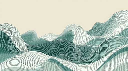 Papier peint vagues Motifs ondulés en vert et blanc