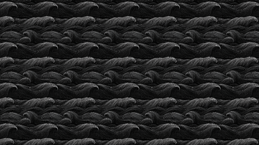 Papier peint vagues noires Motif ondulant de vagues en nuances de noir et gris