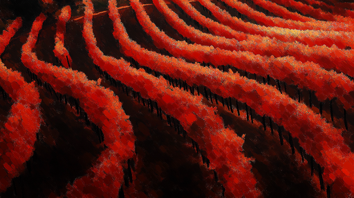 Papier peint vagues rouges Design abstrait et contemporain