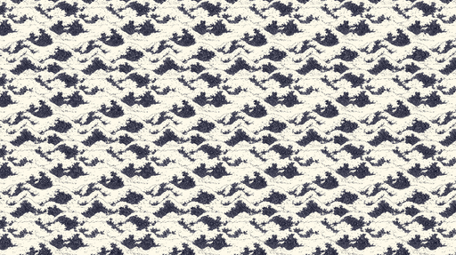 Papier peint vagues stylisées Motifs ondulants en bleu et crème