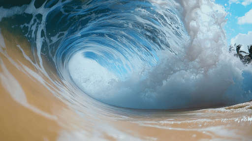 Papier peint vagues Vagues turquoise se brisant sur le sable doré