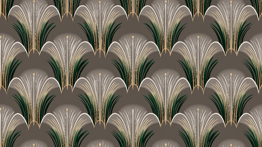 Papier peint végétal élégant Motif de feuillage stylisé sur fond brun