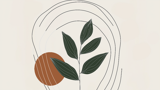 Papier peint végétal moderne Feuille stylisée avec formes géométriques