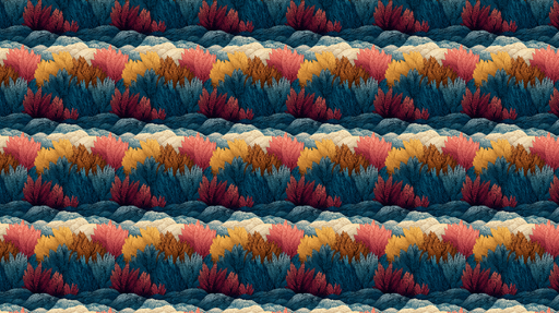 Papier peint végétal Motif coloré de feuillage en vagues