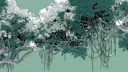 Papier peint végétal Vignes et feuillage luxuriant sur fond doux