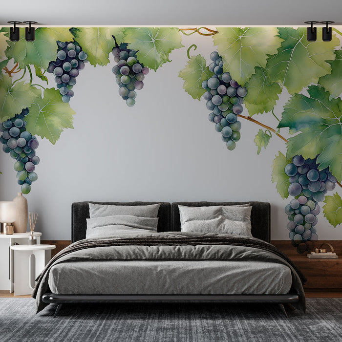 Papier peint vigne | Raisins et Feuillage