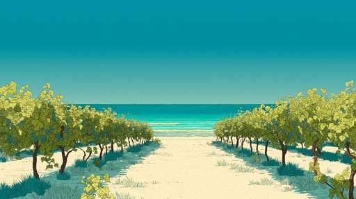 Papier peint vignoble au bord de la mer Vignes luxuriantes avec vue sur l'océan