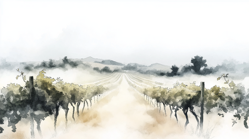 Papier peint vignoble Paysage de vignoble brumeux
