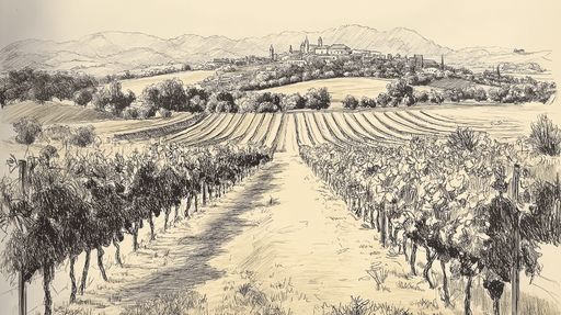 Papier peint vignoble Paysage naturel en noir et blanc