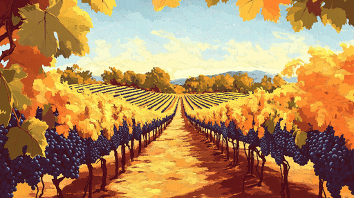 Papier peint vignoble Scène automnale de vignes dorées