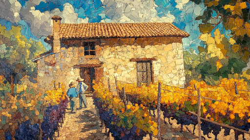 Papier peint vignoble Scène pittoresque de vendange