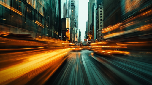 Papier peint ville dynamique Mobilité urbaine aux lumières mouvantes