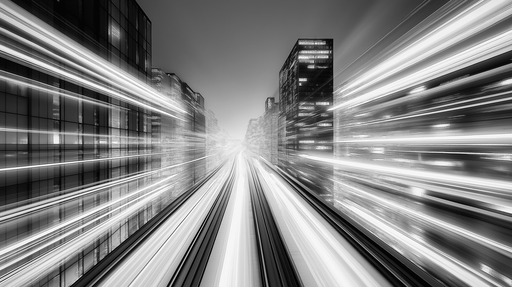 Papier peint ville futuriste Effet de mouvement dynamique en noir et blanc