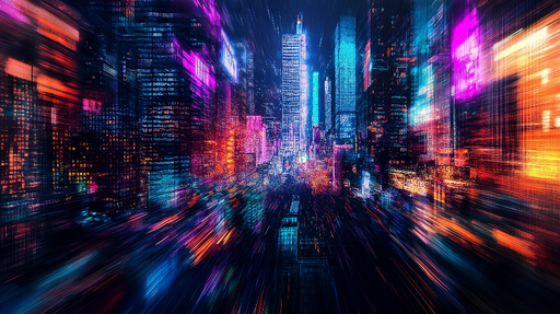 Papier peint ville lumineuse Vue dynamique d'une métropole nocturne vibrante
