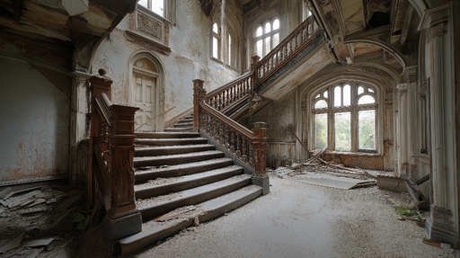 Papier peint vintage Escalier majestueux dans un intérieur dégradé