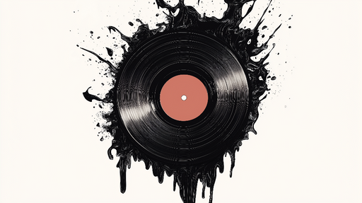 Papier peint vinyle Motif artistique de disque avec éclaboussures d'encre noire