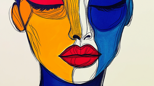 Papier peint visage abstrait Illustration artistique avec des couleurs vives