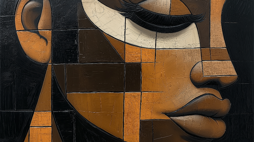 Papier peint visage abstrait Illustration stylisée aux tons chauds et formes géométriques