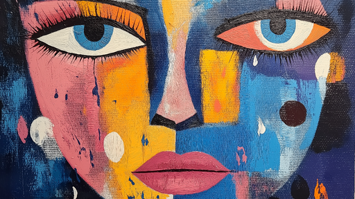 Papier peint visage abstrait Illustrations colorées et expressives