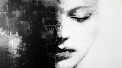 Papier peint visage abstrait Portrait artistique en noir et blanc