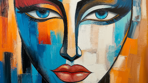 Papier peint visage abstrait Portrait coloré aux nuances vibrantes