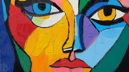 Papier peint visage abstrait Portrait coloré avec des formes géométriques