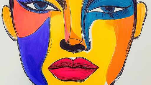 Papier peint visage abstrait Portrait coloré avec des formes géométriques