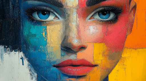 Papier peint visage abstrait Portrait coloré et artistique