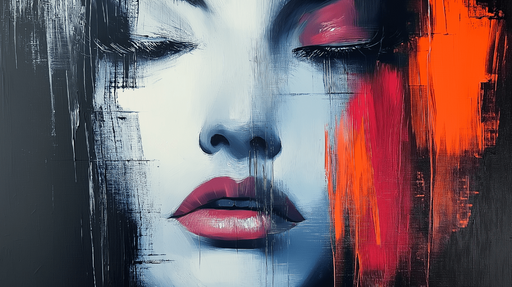 Papier peint visage abstrait Portrait féminin aux couleurs vives et modernes