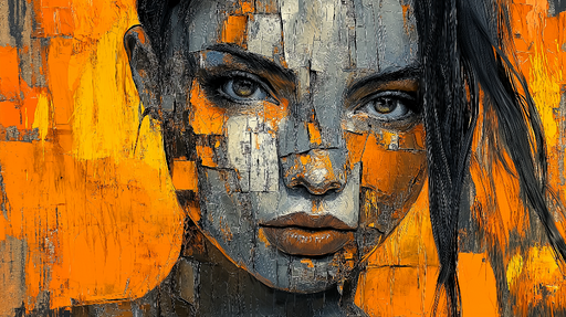 Papier peint visage abstrait Portrait moderne aux teintes vives