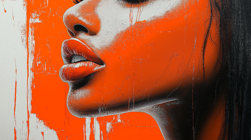 Papier peint visage abstrait Portrait stylisé en rouge et orange
