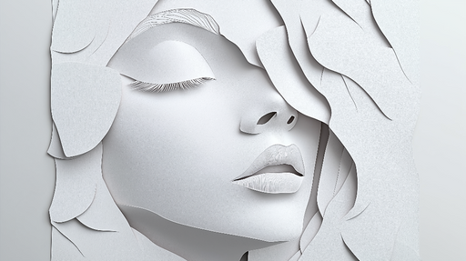 Papier peint visage abstrait Un élégant relief en papier blanc inspiré de la beauté féminine