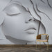 Papier peint visage abstrait en relief blanc inspiré de la beauté féminine pour décoration murale élégante
