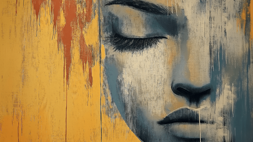 Papier peint visage abstrait Un portrait stylisé aux couleurs vibrantes