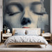 Papier peint visage abstrait avec textures et nuances de gris pour chambre moderne