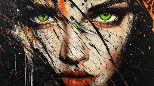 Papier peint visage abstrait Visage captivant avec des éclaboussures de couleur vive