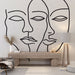 Papier peint abstrait avec visages entrelacés pour décoration murale moderne et élégante