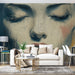 Papier peint artistique avec visage abstrait pour salon moderne et élégant