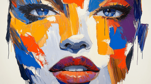 Papier peint visage artistique Illustration colorée et expressive d'un visage féminin